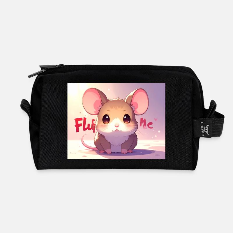Maus Fluff me - Recycelte Kulturtasche - Schwarz