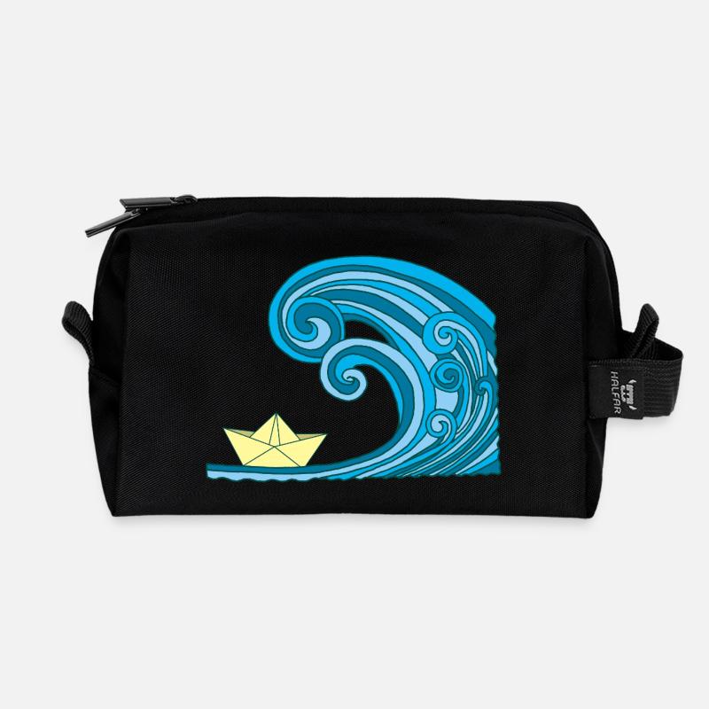 Paper Boat & Ocean - Recycelte Kulturtasche - Schwarz