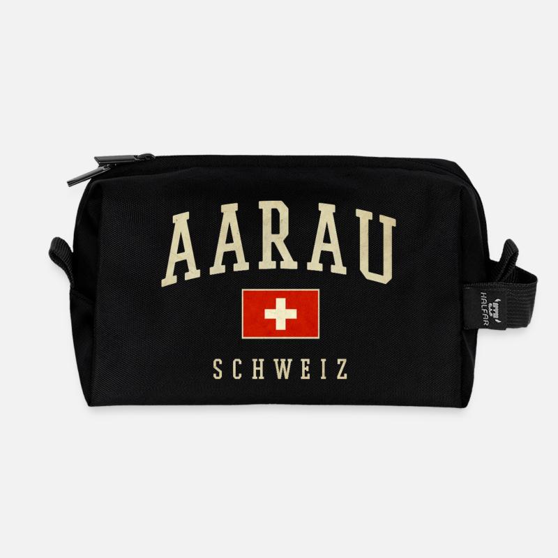 Aarau Schweiz Vintage Emblem - Recycelte Kulturtasche - Schwarz