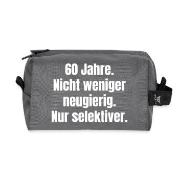 60 years – Curious, selective - Recycled Toiletry Zip Bag - anthracite - Front