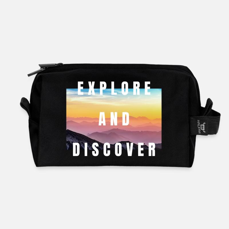 Explore And Discover - Recycled Toiletry Zip Bag - black