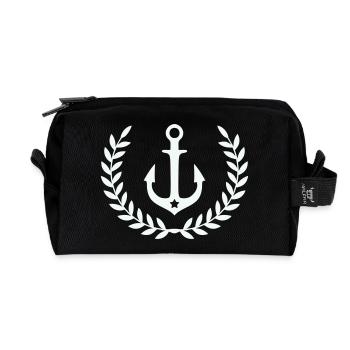 Anchor in the laurel wreath - Recycled Toiletry Zip Bag - black - Front
