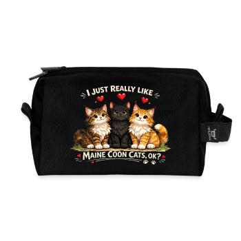 Maine Coon Cats Ok Lustiger Spruch Katzenmotiv - Recycelte Kulturtasche - Schwarz - Vorne