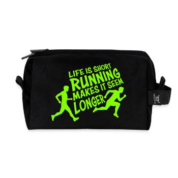 Life Is Short Running Makes It Seem Longer Funny - Recycled Toiletry Zip Bag - black - Front