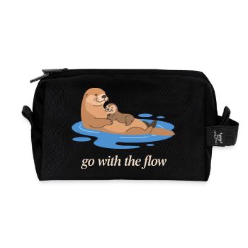 Otter-Duo geht mit dem Strom - Recycelte Kulturtasche - Schwarz - Vorne