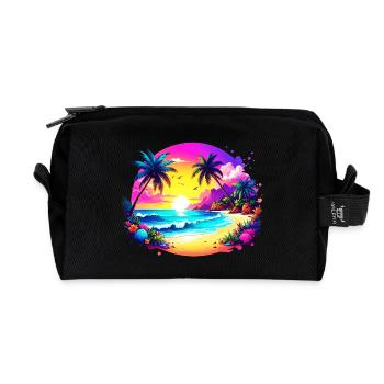 Île Sunset sur la plage tropicale - Trousse de toilette en tissu recyclé - noir - Devant