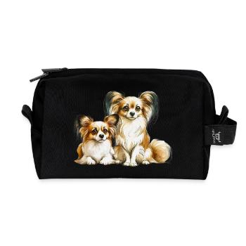 Papillon Hunde - Recycelte Kulturtasche - Schwarz - Vorne
