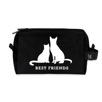 BEST FRIENDS – Katze & Hund Liebe - Recycelte Kulturtasche - Schwarz - Vorne