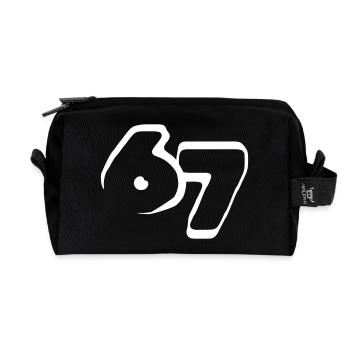 67 « six sept » tirés - Trousse de toilette en tissu recyclé - noir - Devant
