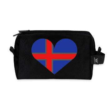 Drapeau islandais en forme de cœur - Trousse de toilette en tissu recyclé - noir - Devant