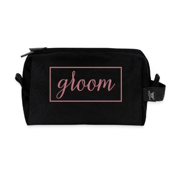 Groom - Husband To Be Wedding Party Engagement - Recycled Toiletry Zip Bag - black - Front
