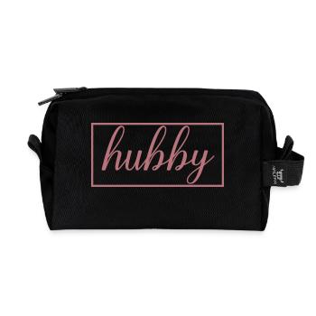 Hubby Matching Engagement Wedding Honeymoon - Recycled Toiletry Zip Bag - black - Front