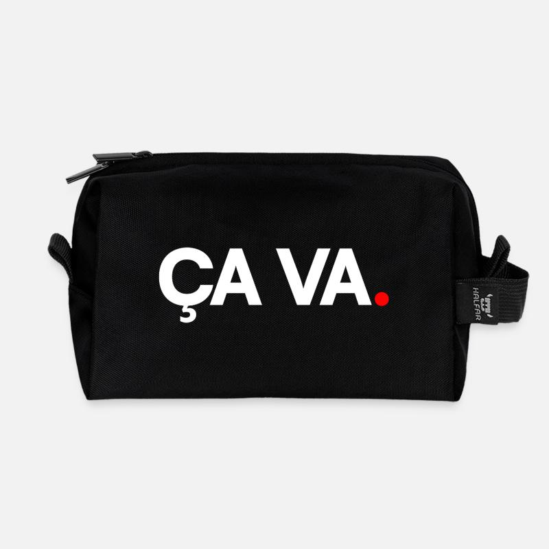 ÇA VA | Expression humour minimaliste - Trousse de toilette en tissu recyclé - noir
