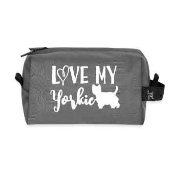 Love My Yorkie - Recycled Toiletry Zip Bag - anthracite - Front