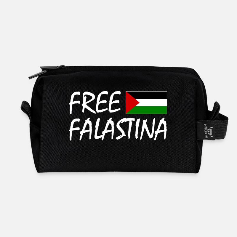 Free palestine - Recycelte Kulturtasche - Schwarz