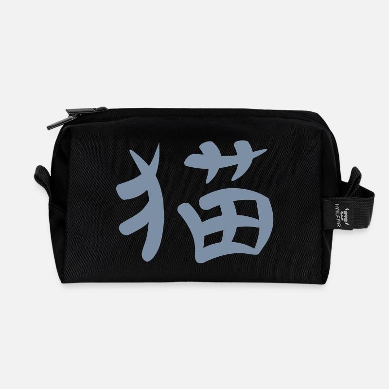 Kanji - Katze - Recycelte Kulturtasche - Schwarz