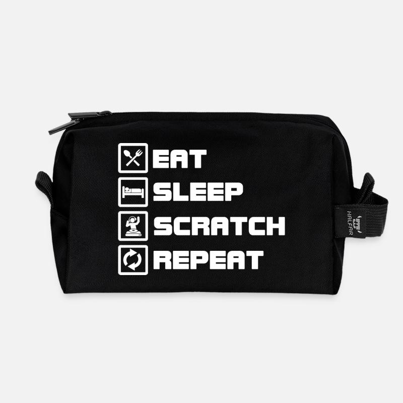 eat sleep scratch repeat DJ - Recycelte Kulturtasche - Schwarz