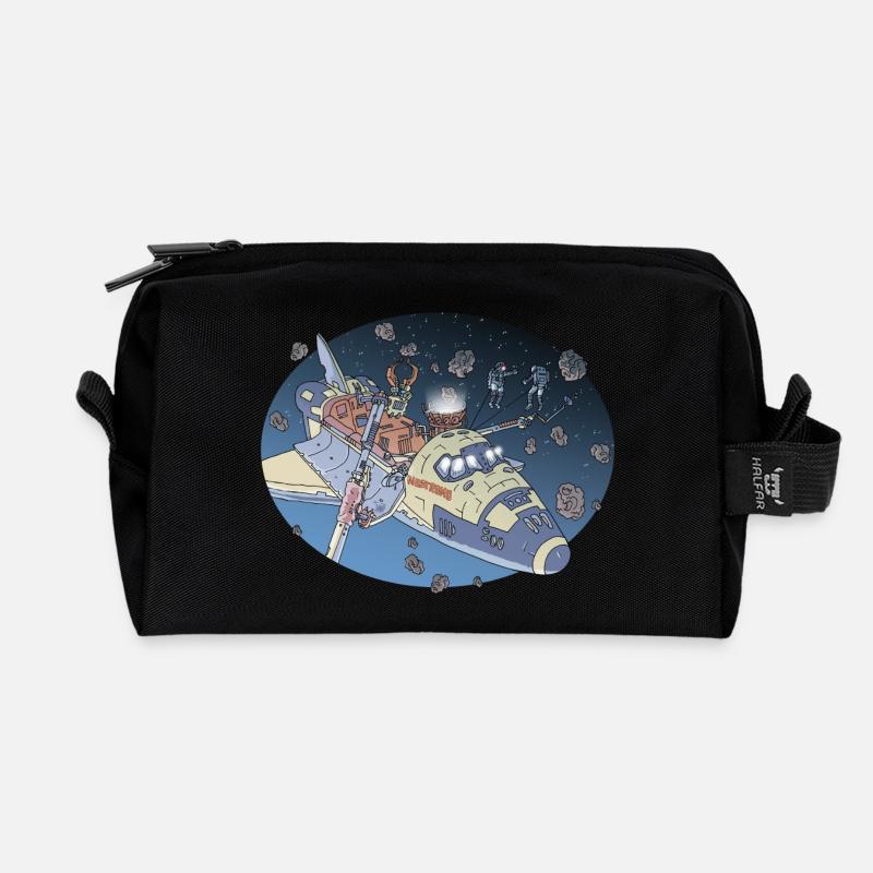 Space Adventure - Recycled Toiletry Zip Bag - black