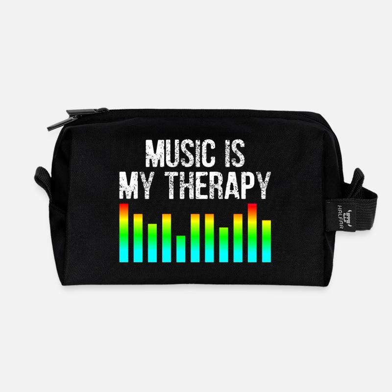 Music Is My Therapy - Recycelte Kulturtasche - Schwarz