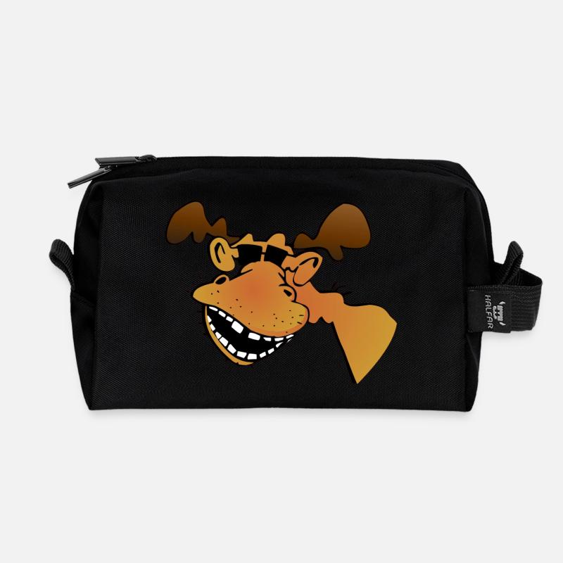 Elch mit Sonnenbrille - Recycelte Kulturtasche - Schwarz