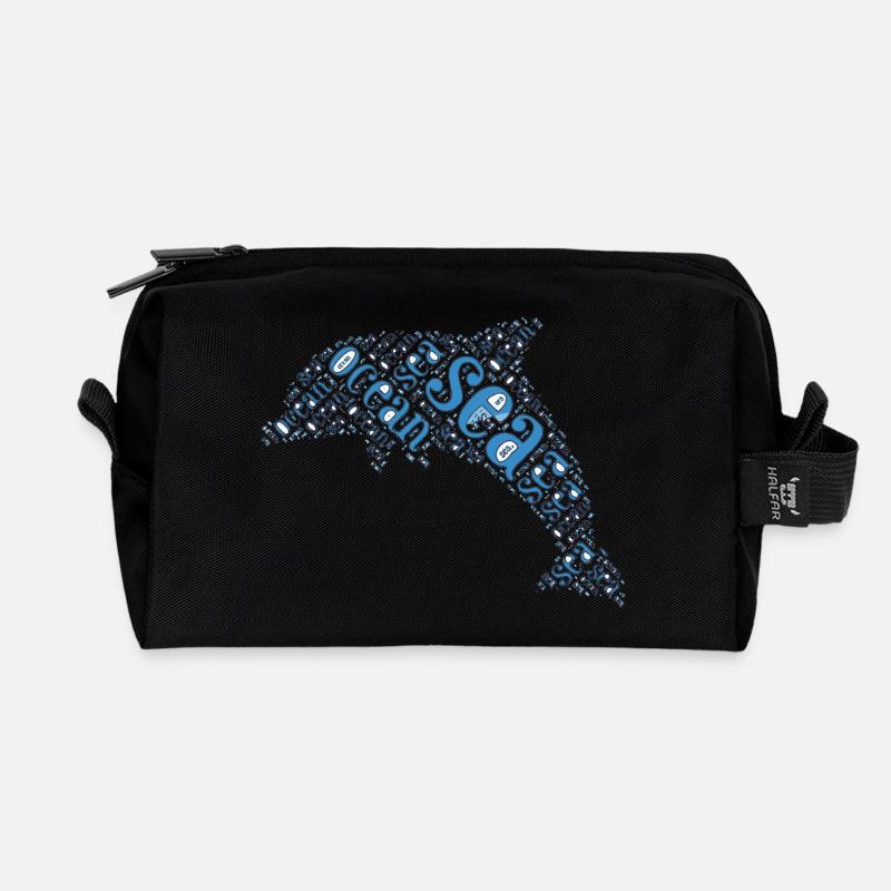 Delphin - Recycelte Kulturtasche - Schwarz