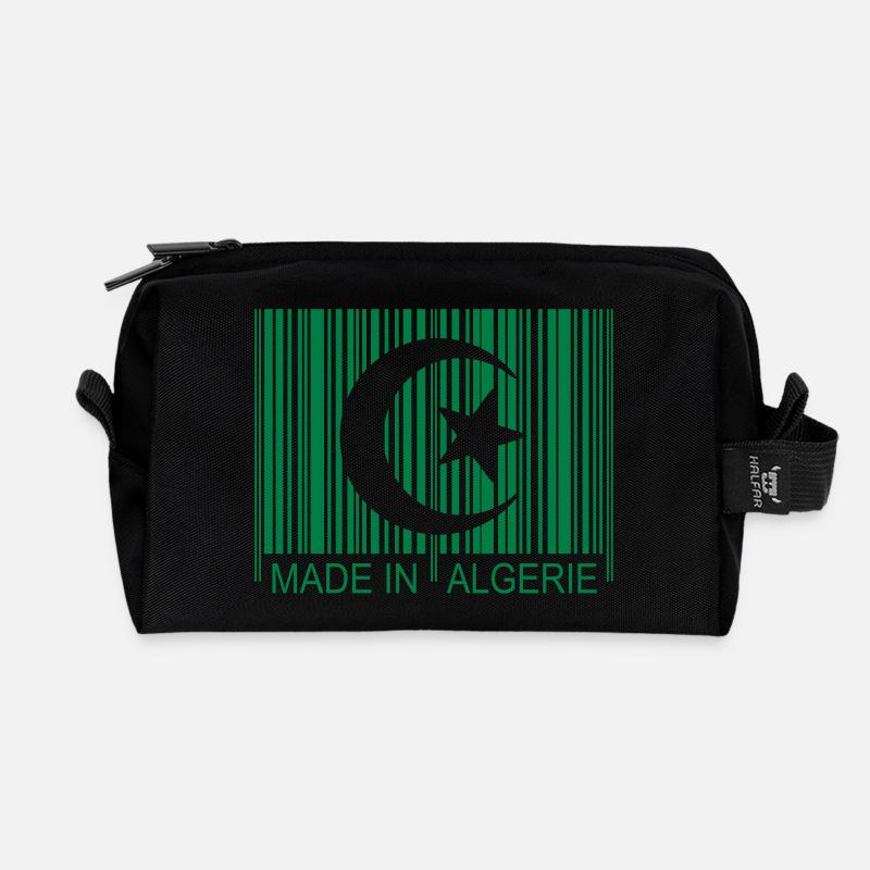 Code barre Made in ALGERIE 1c - Trousse de toilette en tissu recyclé - noir
