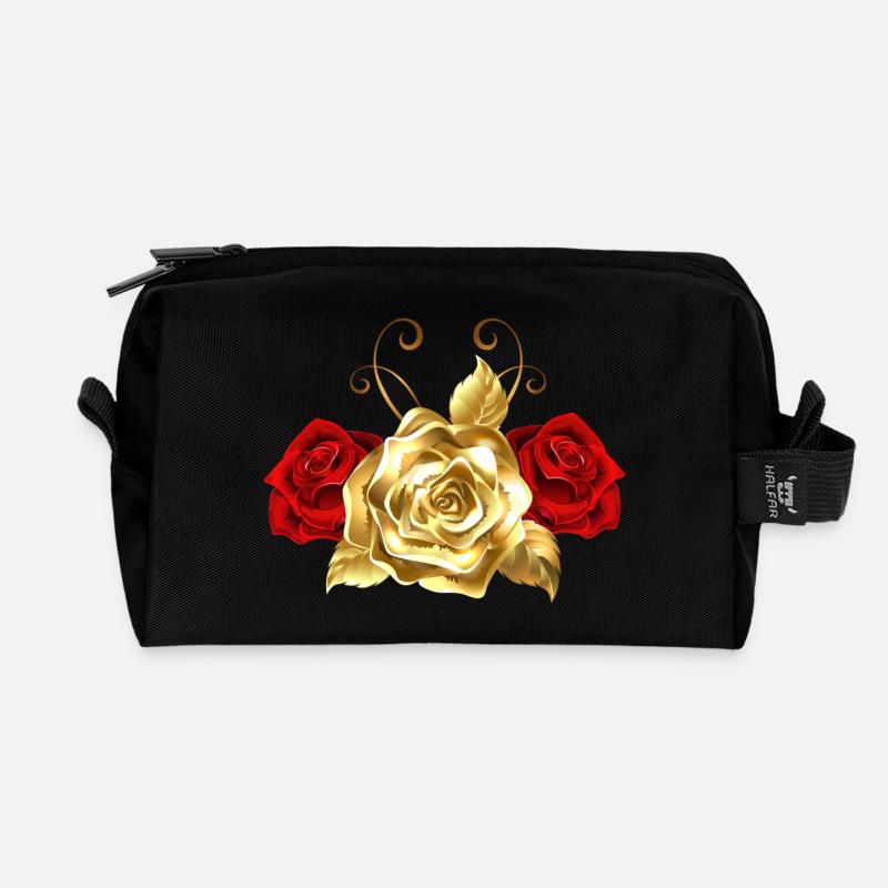 Goldene Rose - Recycelte Kulturtasche - Schwarz