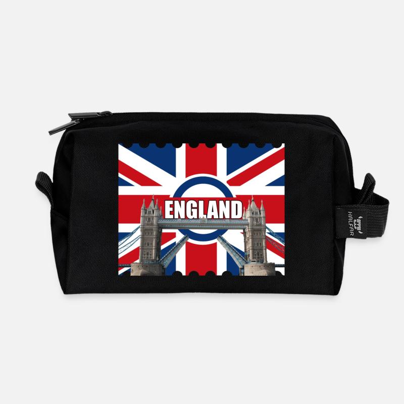 Turmbrücke mit England-Flagge - Recycelte Kulturtasche - Schwarz