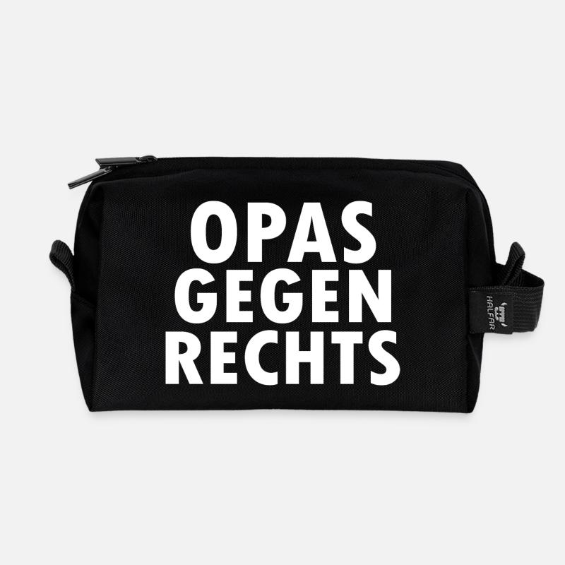 Opas gegen rechts - Recycelte Kulturtasche - Schwarz