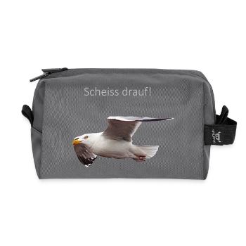 Möwe im Flug Spruch - Recycelte Kulturtasche - Anthrazit - Vorne
