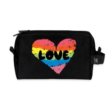 Cœur LGBT Amour Arc-en-ciel Droits Homosexuels - Trousse de toilette en tissu recyclé - noir - Devant