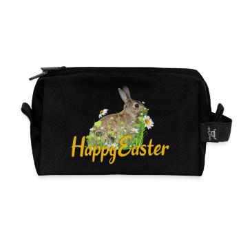 Happy Easter rabbit - Recycled Toiletry Zip Bag - black - Front
