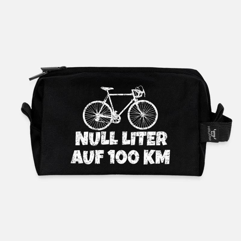 Null Liter auf 100 KM mit Rennrad (Vintage Weiß) - Recycelte Kulturtasche - Schwarz