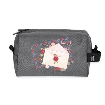 floraler Briefumschlag mit Blüten und Airmail Rand - Recycelte Kulturtasche - Anthrazit - Vorne