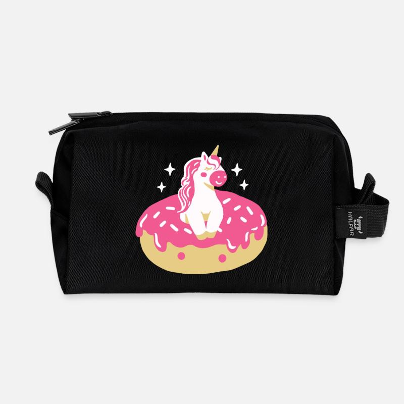 Donut und Einhorn - Recycelte Kulturtasche - Schwarz