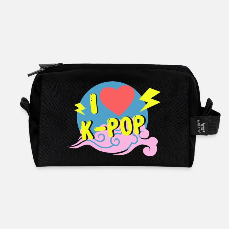 I love Kpop - Recycled Toiletry Zip Bag - black