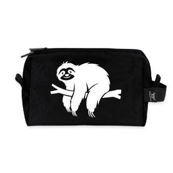 Minimalistisches Faultier entspannt auf einem Ast - Recycelte Kulturtasche - Schwarz - Vorne