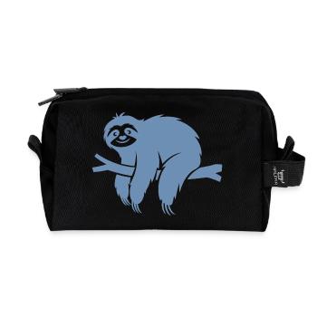 Minimalistisches Faultier entspannt auf einem Ast - Recycelte Kulturtasche - Schwarz - Vorne