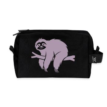 Minimalistisches Faultier entspannt auf einem Ast - Recycelte Kulturtasche - Schwarz - Vorne