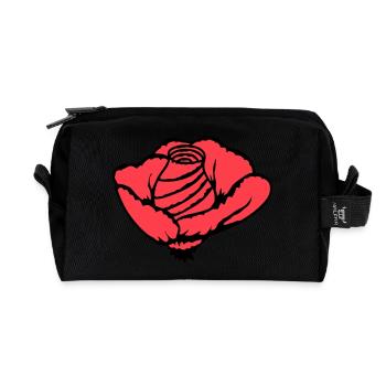 Jolie belle fleur de rose feuille roses romantique - Trousse de toilette en tissu recyclé - noir - Devant