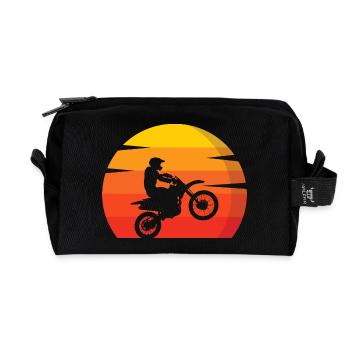 Motocross MX Supercross Enduro Dirt Bike - Recycled Toiletry Zip Bag - black - Front