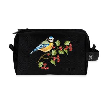 Bunter Vogel - Recycelte Kulturtasche - Schwarz - Vorne