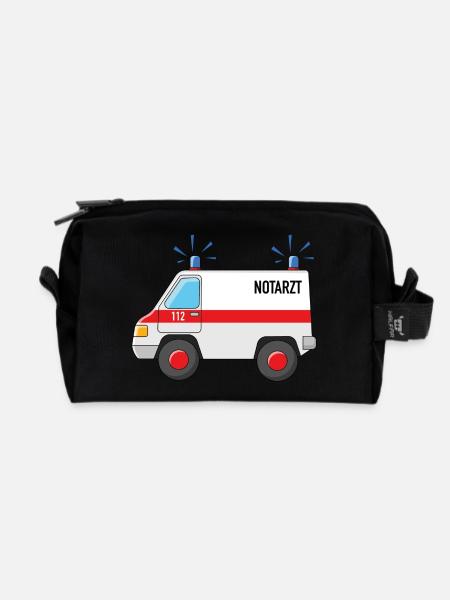 Emergency doctor car with blue lights - Recycled Toiletry Zip Bag - black