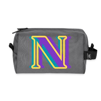 Mehrfarbiger Buchstabe n - Recycelte Kulturtasche - Anthrazit - Vorne