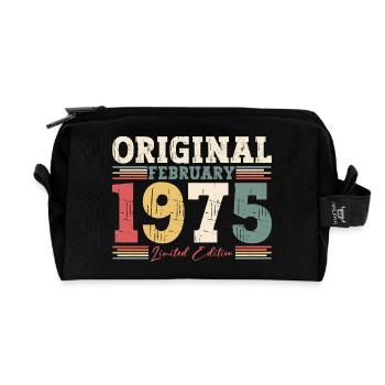 50ème anniversaire cadeau mari Original février 1975 - Trousse de toilette en tissu recyclé - noir - Devant