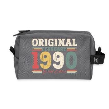35th Birthday Gift Husband Original February 1990 - Recycled Toiletry Zip Bag - anthracite - Front