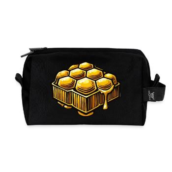 Honeycombs - Recycled Toiletry Zip Bag - black - Front