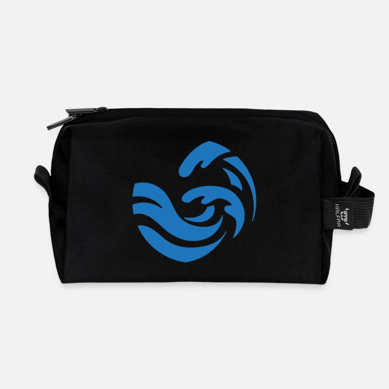 schlichtes blaues Wellen Design - Recycelte Kulturtasche - Schwarz