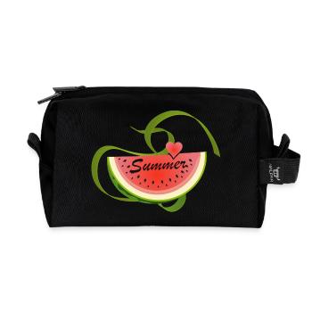 Piece of Watermelon with Decorative Font -Summer - Recycled Toiletry Zip Bag - black - Front