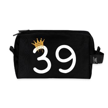 Royal number 39 with gold crown - Recycled Toiletry Zip Bag - black - Front